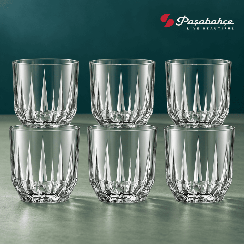 Pasabahce Echo Whisky Tumbler Glass Set of 6 -  300 ml, Transparent