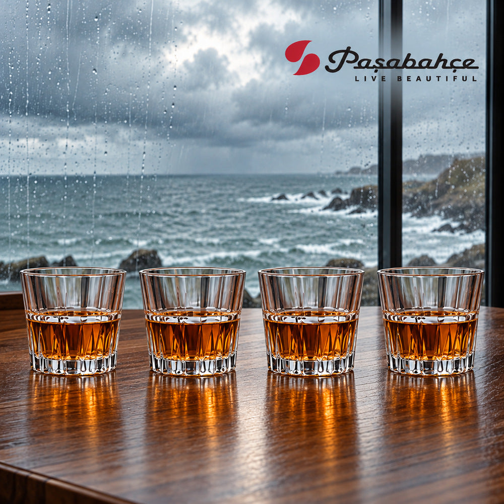 Pasabahce Crystal Sword Whisky Tumbler Glass Set of 4 -  200 ml, Transparent