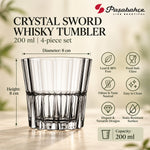 Pasabahce Crystal Sword Whisky Tumbler Glass Set of 4 -  200 ml, Transparent