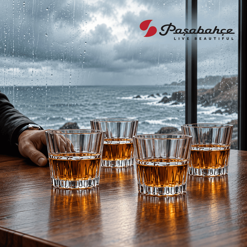 Pasabahce Crystal Sword Whisky Tumbler Glass Set of 4 -  335 ml, Transparent