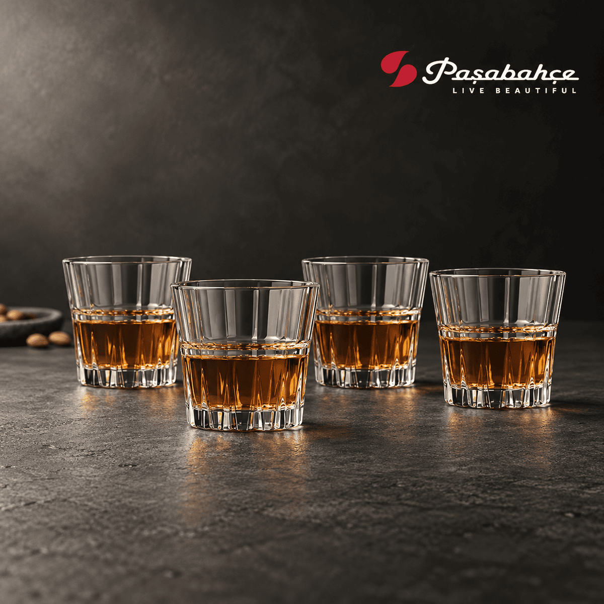 Pasabahce Crystal Sword Whisky Tumbler Glass Set of 4 -  335 ml, Transparent