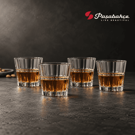 Pasabahce Crystal Sword Whisky Tumbler Glass Set of 4 -  335 ml, Transparent