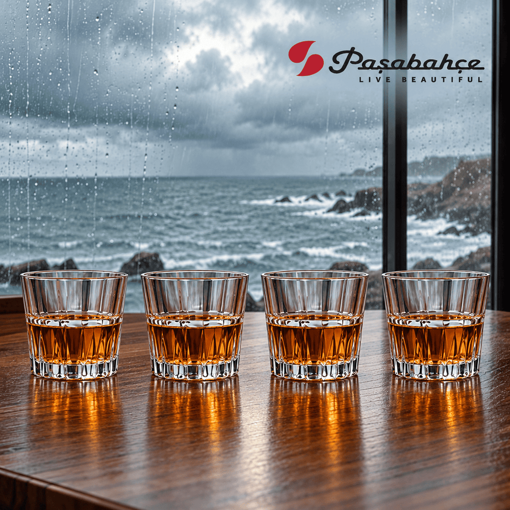 Pasabahce Crystal Sword Whisky Tumbler Glass Set of 4 -  335 ml, Transparent
