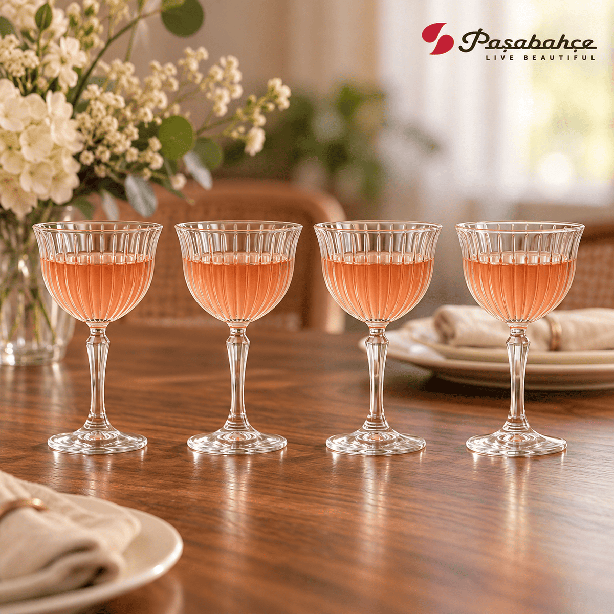 Pasabahce Joy Cocktail Stem Glasses Set of 4 - 170 ml, Transparent