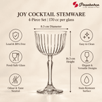 Pasabahce Joy Cocktail Stem Glasses Set of 4 - 170 ml, Transparent