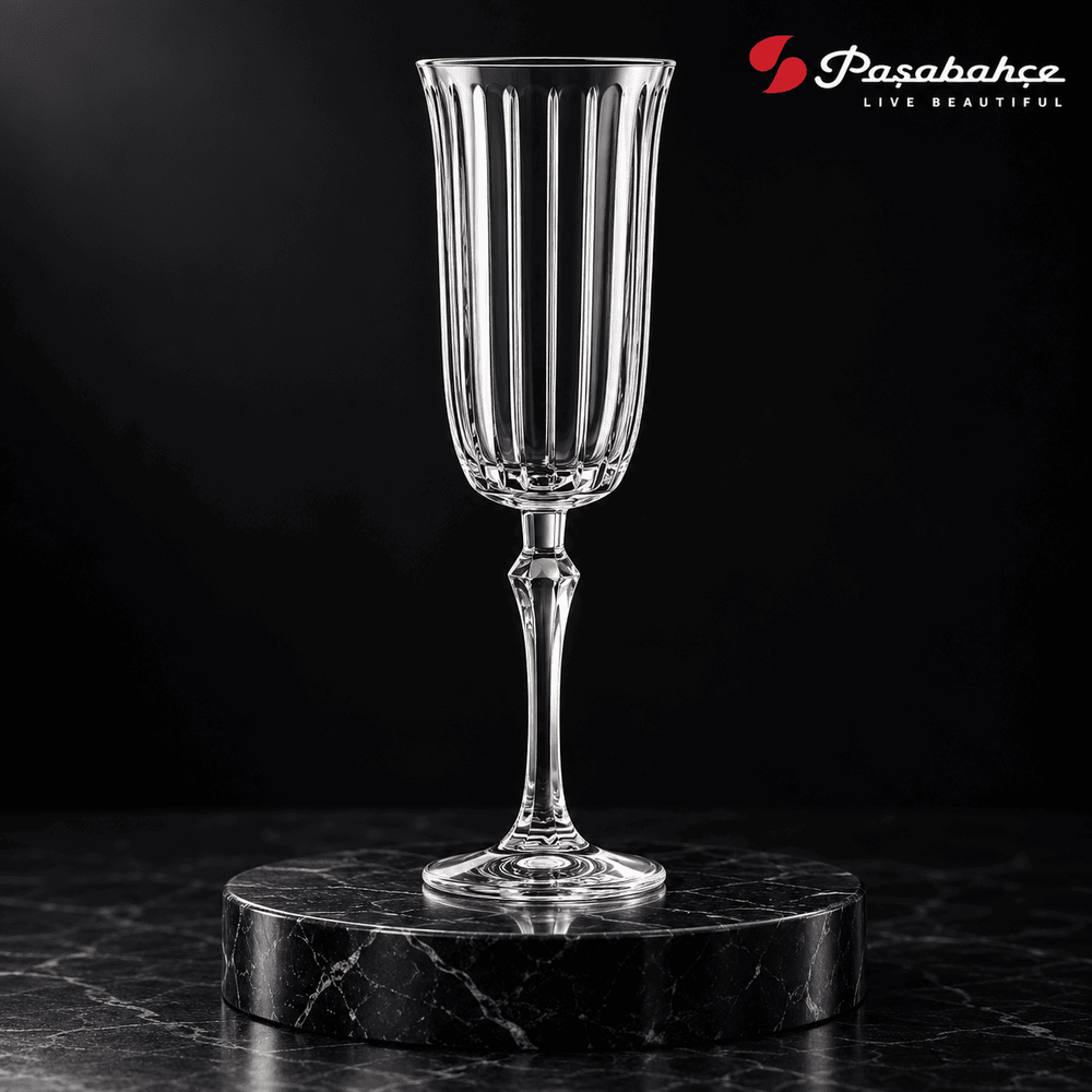 Pasabahce Joy Champagne Stem Glasses Set of 4 - 175 ml, Transparent