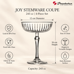 Pasabahce Joy Coupe Stem Glasses Set of 4 - 245 ml, Transparent