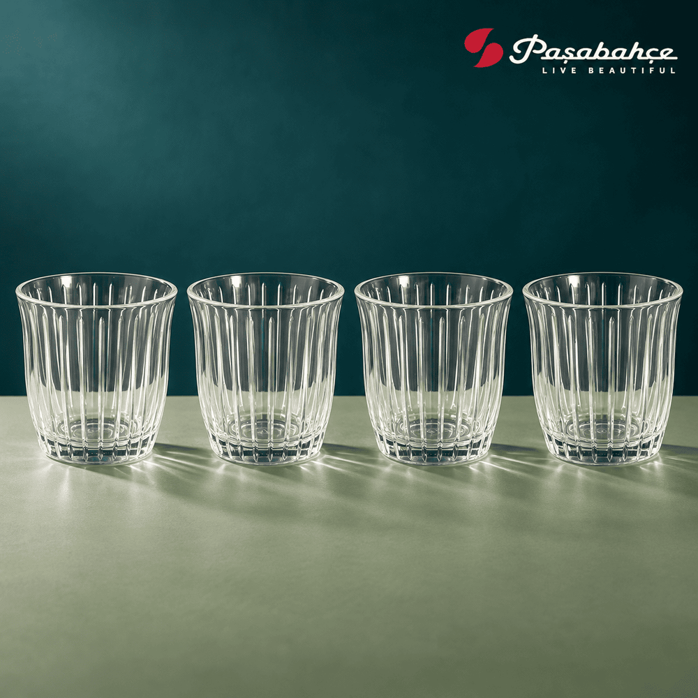 Pasabahce Joy Whisky Tumbler Glass Set of 4 -  360 ml, Transparent