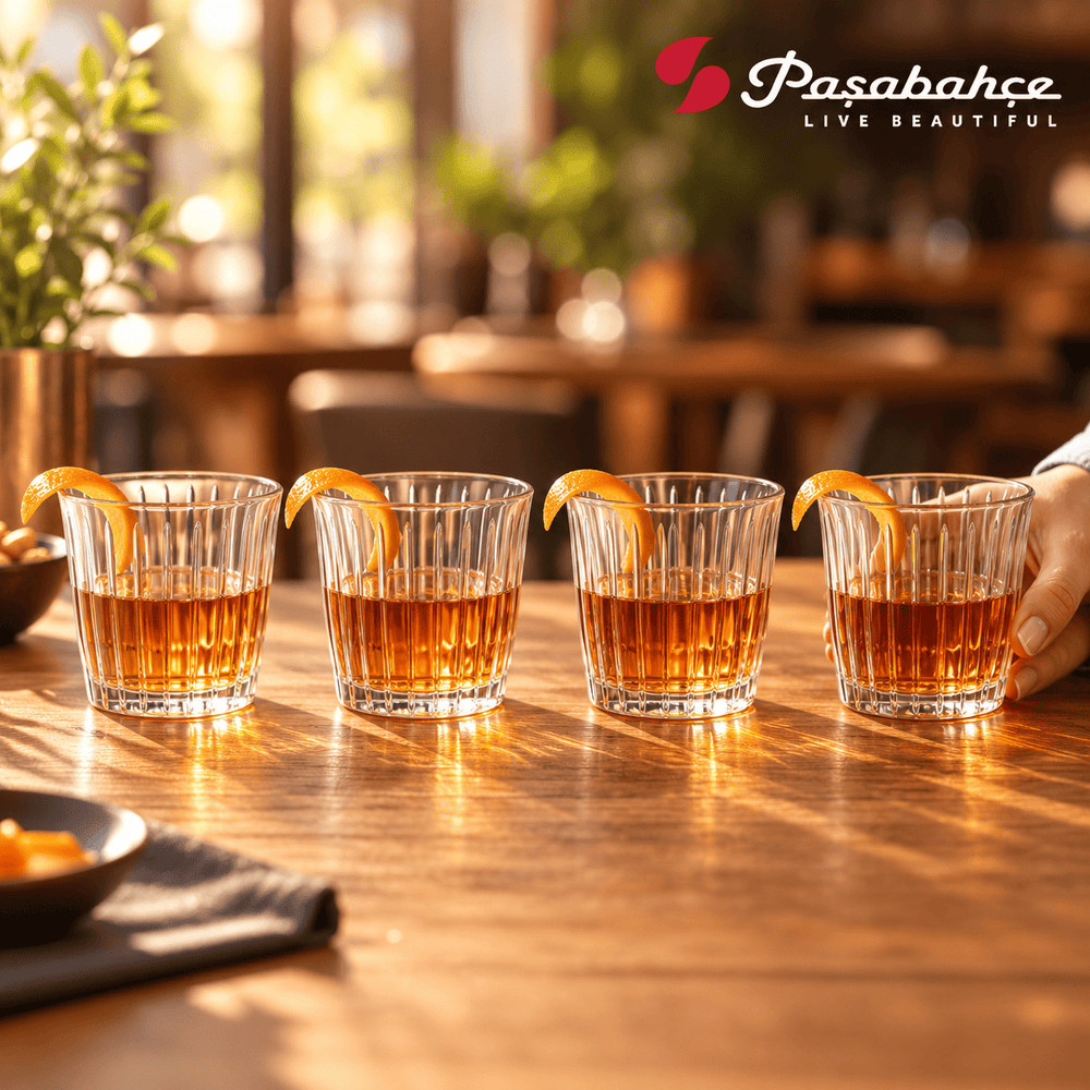 Pasabahce Joy Whisky Tumbler Glass Set of 4 -  360 ml, Transparent