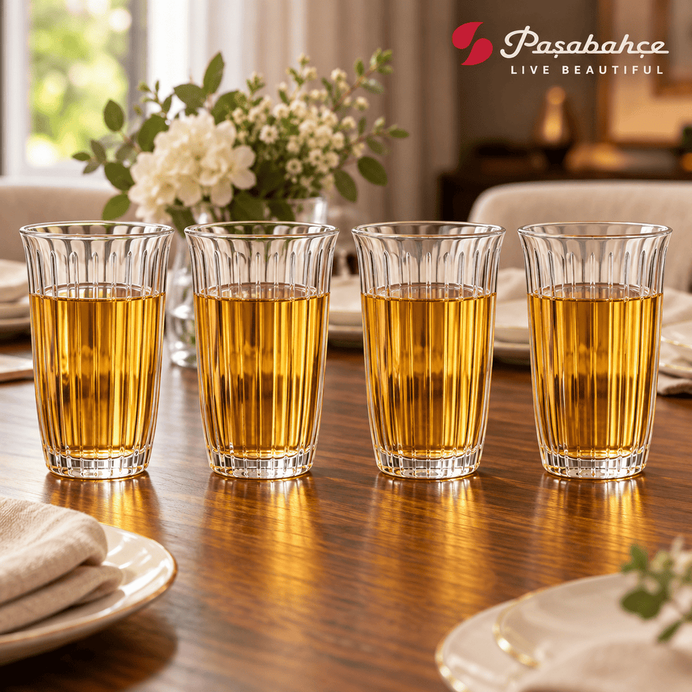 Pasabahce Joy Water Tumbler Glass Set of 4 -  365 ml, Transparent
