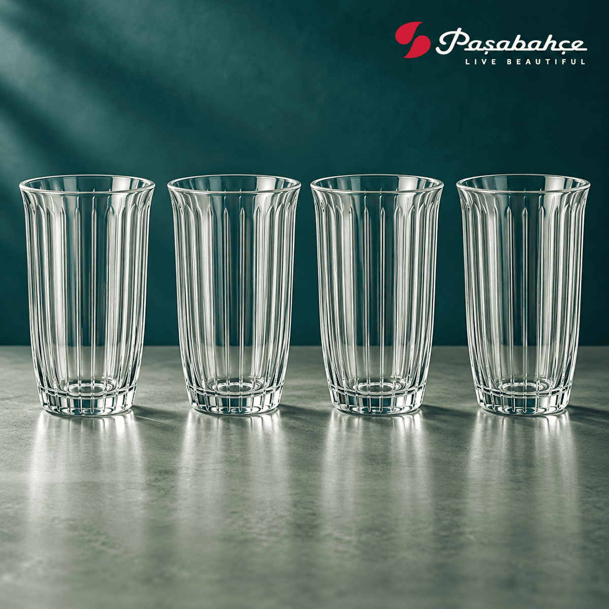 Pasabahce Joy Water Tumbler Glass Set of 4 -  365 ml, Transparent