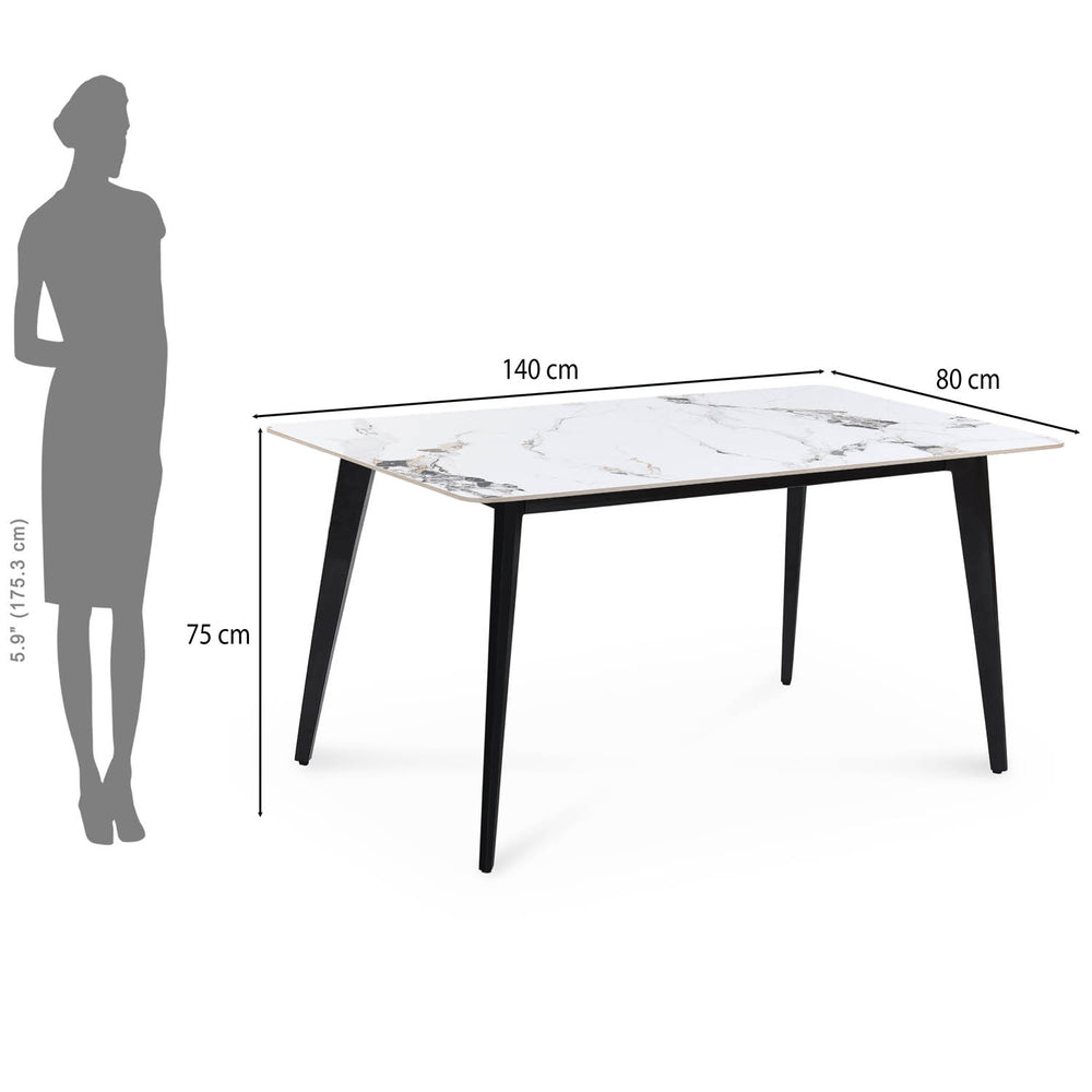 4 Seater Allune Ceramic Dining Set with Quado Base and Ellipse Chairs- Ash White