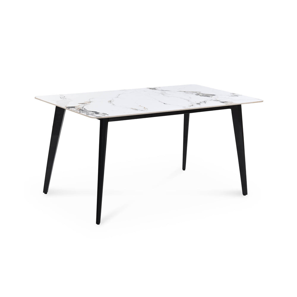 4 Seater Allune Ceramic Dining Set with Quado Base and Linzy Chairs- Ash White