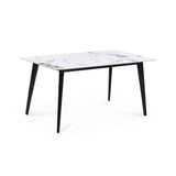 6 Seater Allune Ceramic Dining Set with Quado Base and Ellipse Chairs- Ash White