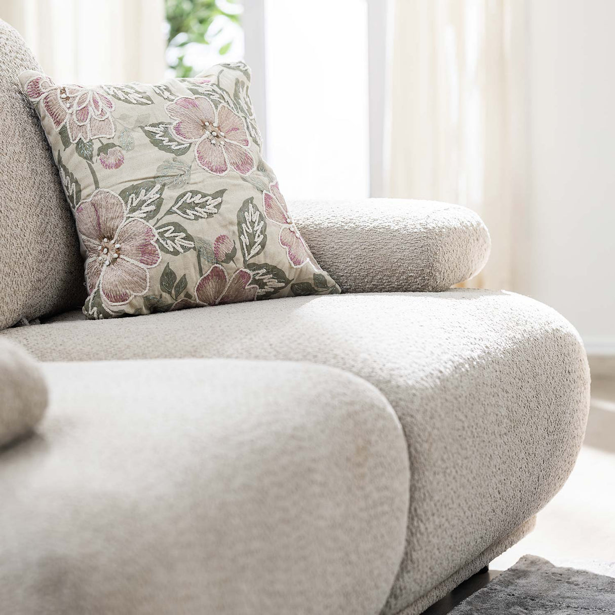 Fritzi 2 Seater Fabric Sofa (Beige)