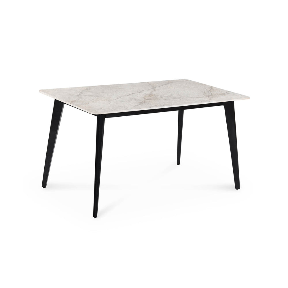 4 Seater Bevon Ceramic Dining Set with Quado Base and Linzy Chairs- Cloud Beige