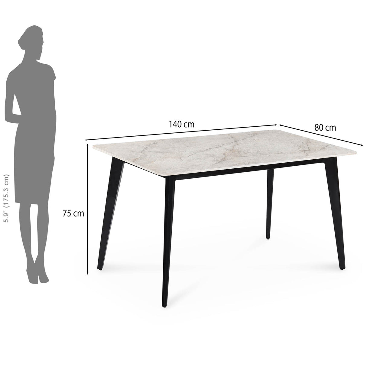 4 Seater Bevon Ceramic Dining Set with Quado Base and Ellipse Chairs- Cloud Beige