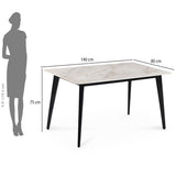 4 Seater Bevon Ceramic Dining Set with Quado Base and Nivo Chairs- Cloud Beige