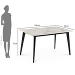 4 Seater Bevon Ceramic Dining Set with Quado Base and Nivo Chairs- Cloud Beige