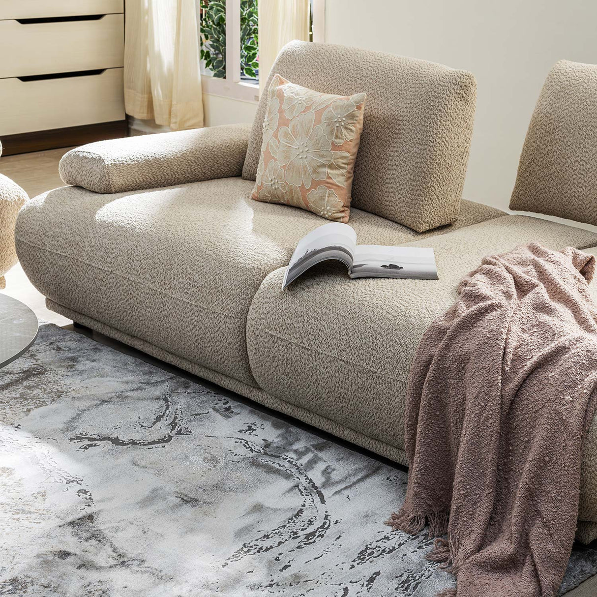 Fritzi 3 Seater Fabric Sofa (Beige)