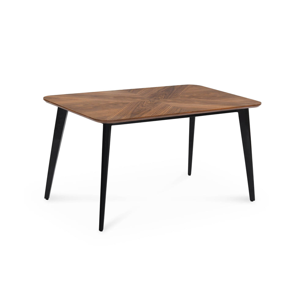 4 Seater Parquel Wooden Dining Set with Quado Base and Tierra Chairs- Walnut Brown