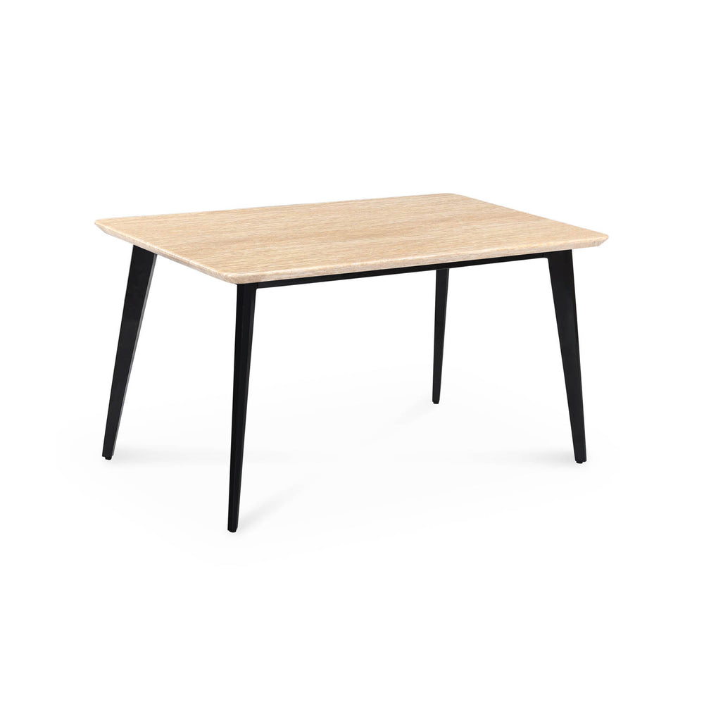 4 Seater Trava Marble Dining Set with Quado Base and Tierra Chairs- Travertine