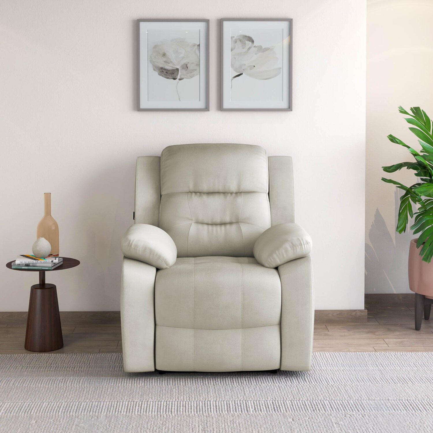 Rosia 1 Seater Manual Recliner Sofa (Light Brown)