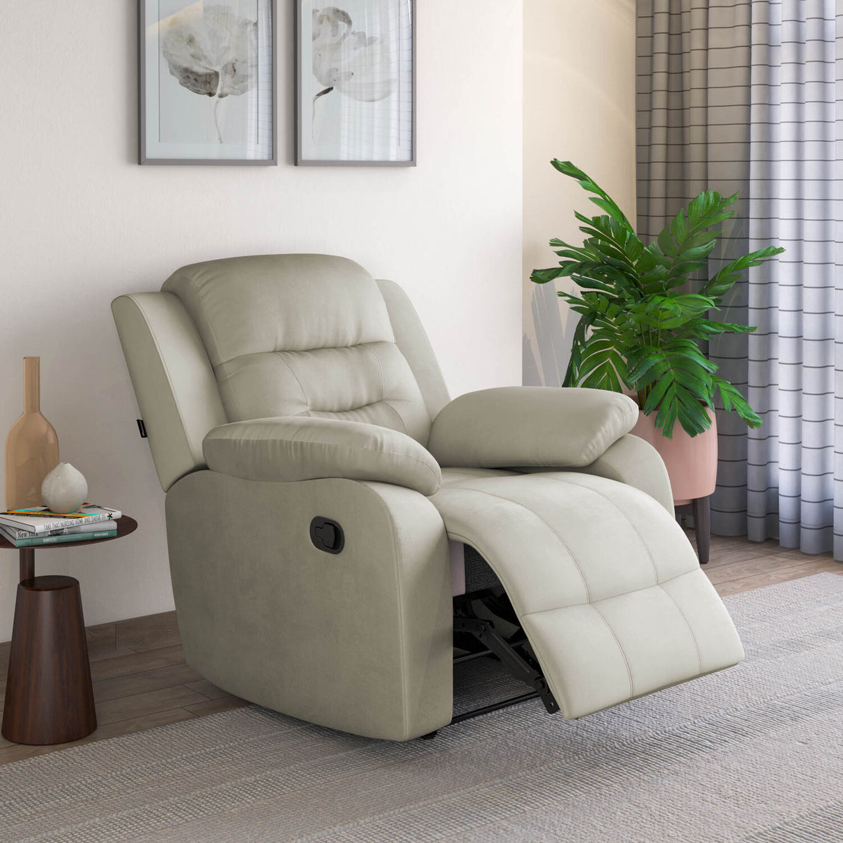 Rosia 1 Seater Manual Recliner Sofa (Light Brown)