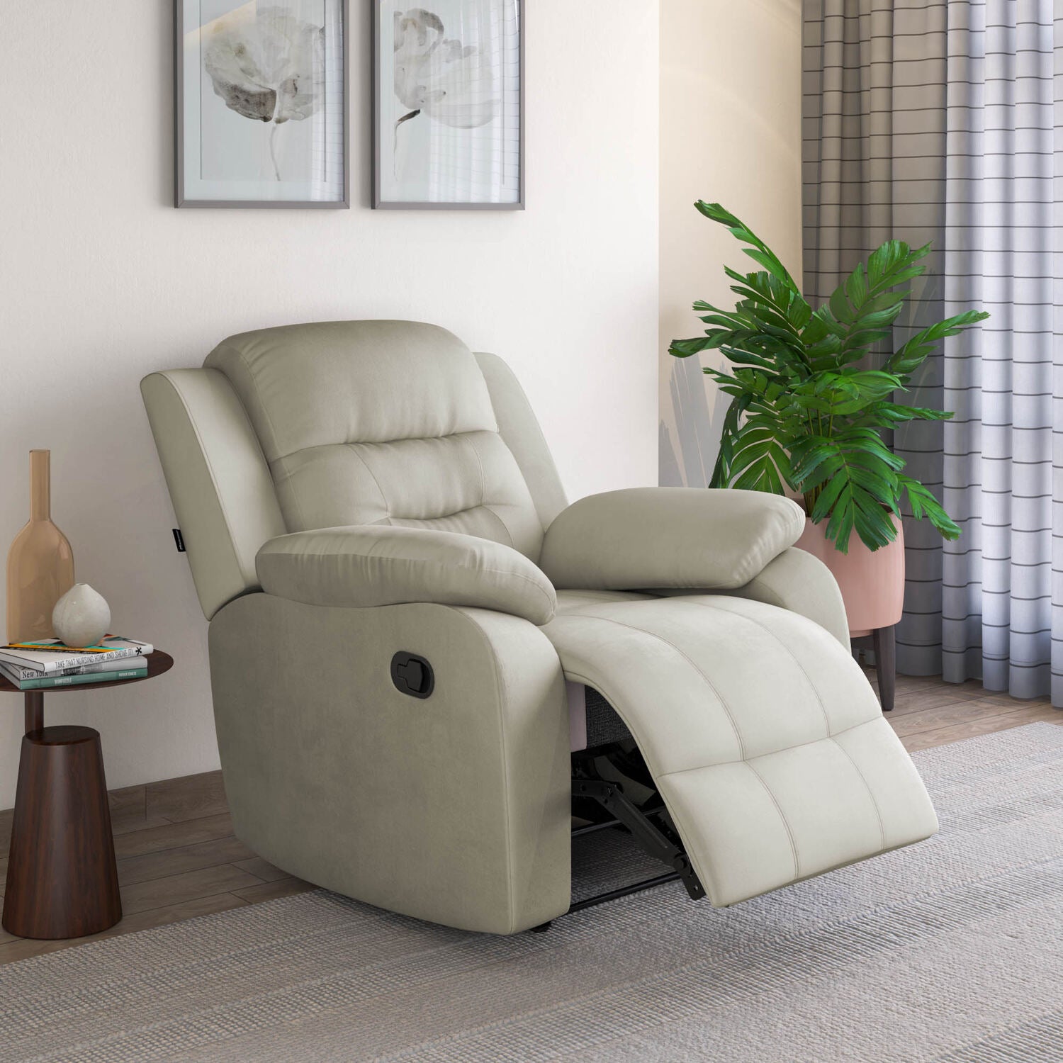 Rosia 1 Seater Manual Recliner Sofa (Light Brown)