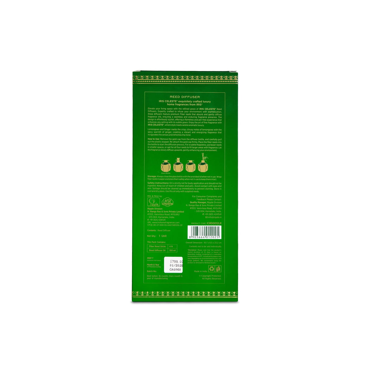 IRIS Celeste ICRD0012LR Reed Diffuser- 150 ml