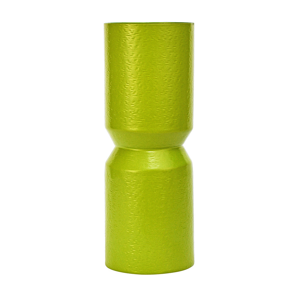 Hourglass Decorative Metal Vase- Green