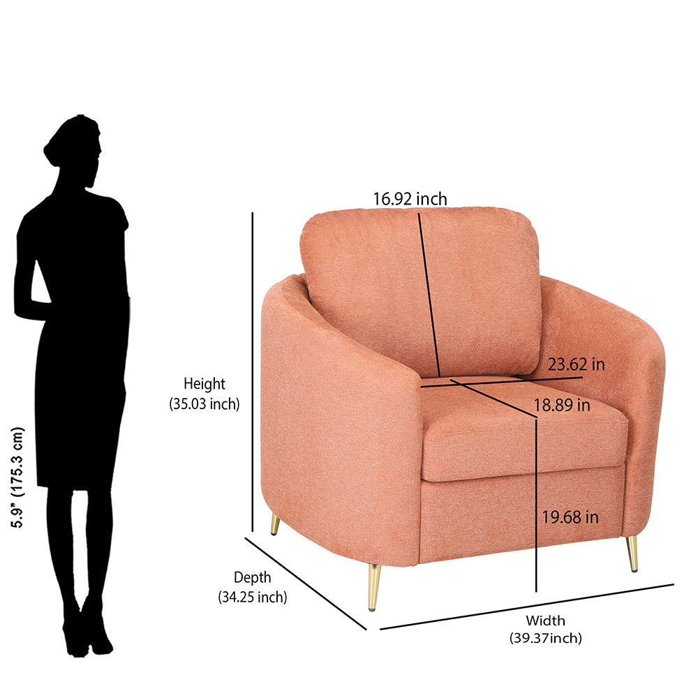 Arch 1 Seater Fabric Sofa- Rust