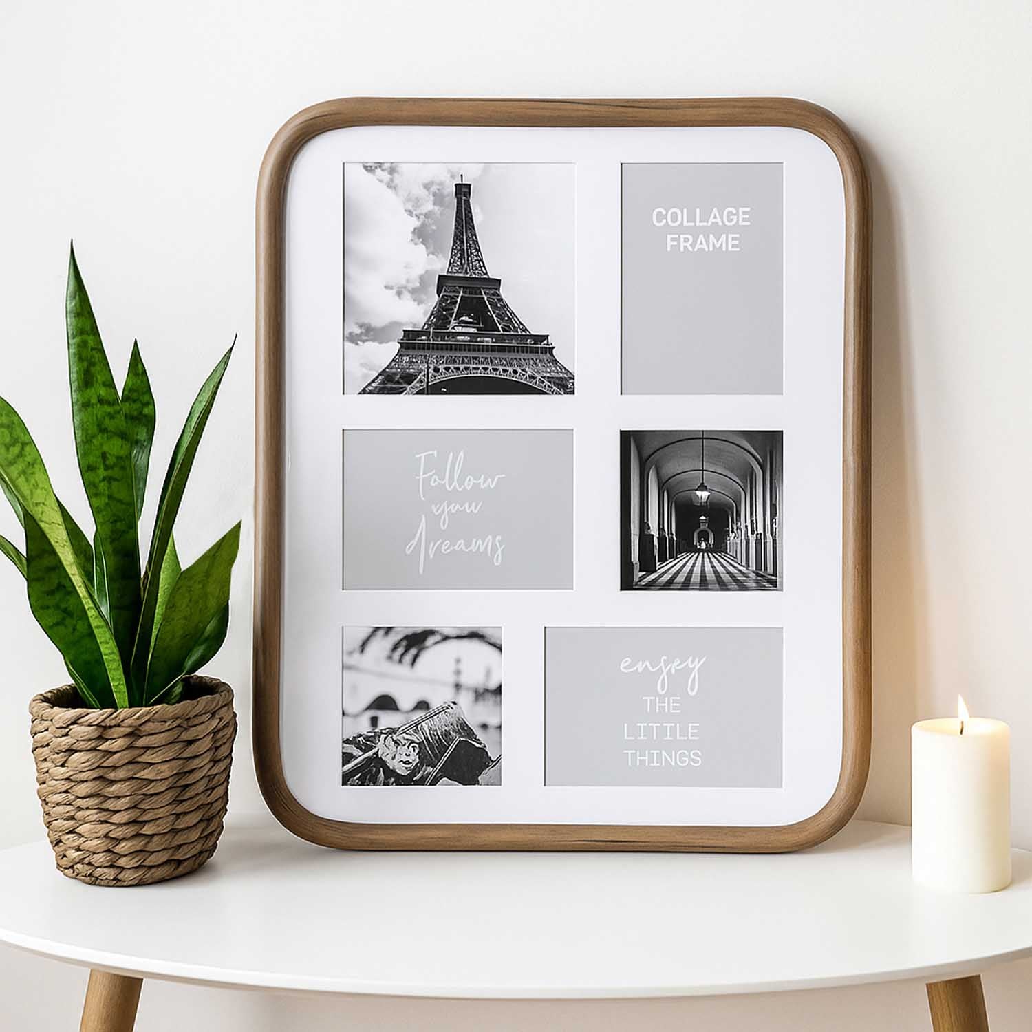 6 Pics Collage Photo Frame- Brown