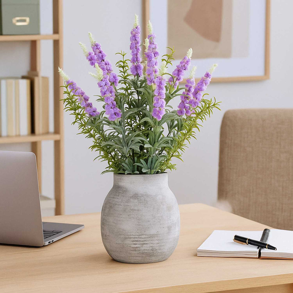 Artificial Lavender Flower Potted Plant - Purple
