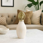 Metal Vase with Arch Lid Small- Cream and Gold
