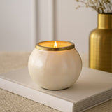 Rim Glass Decorative Votive- Cream and Gold