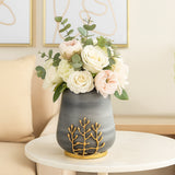 Decorative Droplet Vase with Golden Branch Large - Gold
