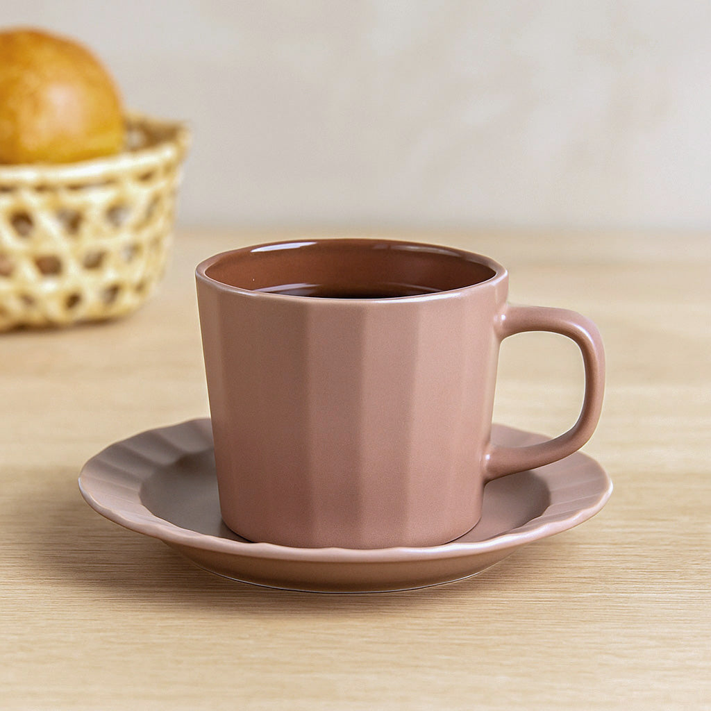 Porcelain Cup and Saucer Set of 6- Lilac