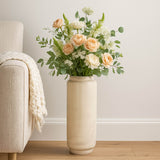 Decorative Tall Floor Oval Vase- White