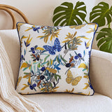 Tropical Butterfly Cotton & Viscose 16" x 16" Cushion Cover- Multicolor
