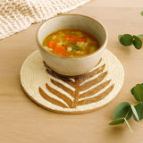 Leaf Beaded Polyester Trivet- Gold