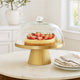 Cake Stand with Glass Lid- Gold