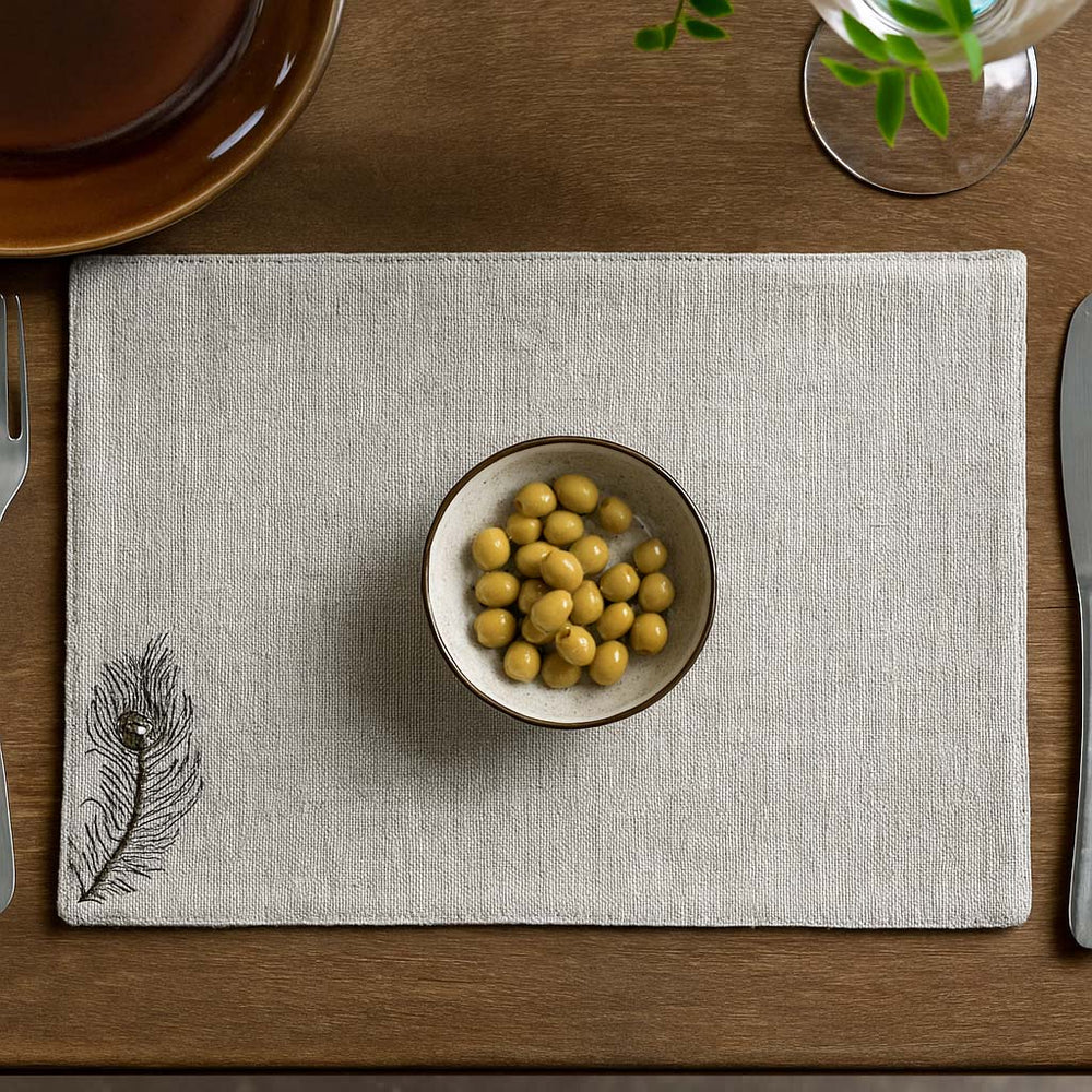 Moorpankh Pattern Table Placement - Beige and Gold