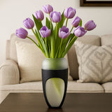 Decorative Round Top Vase Large- Black and Transparent