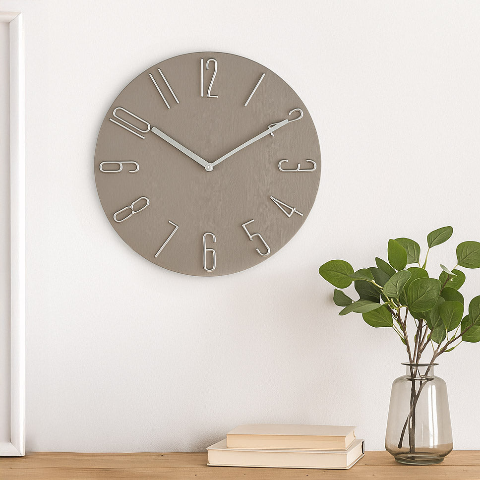 3D Numeric Plastic Modern Wall Clock- Grey