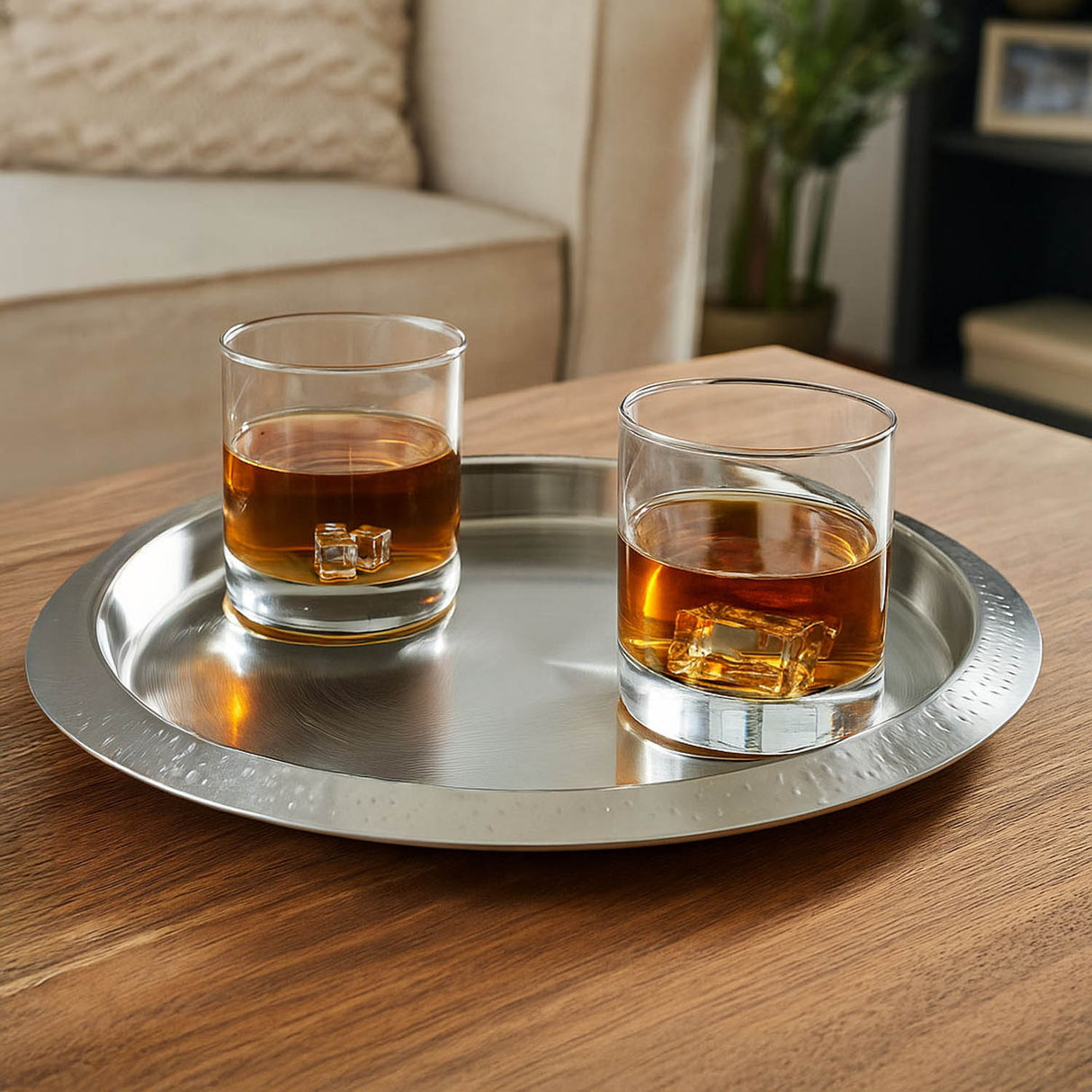 Stainless Steel Round Bar Tray- Silver