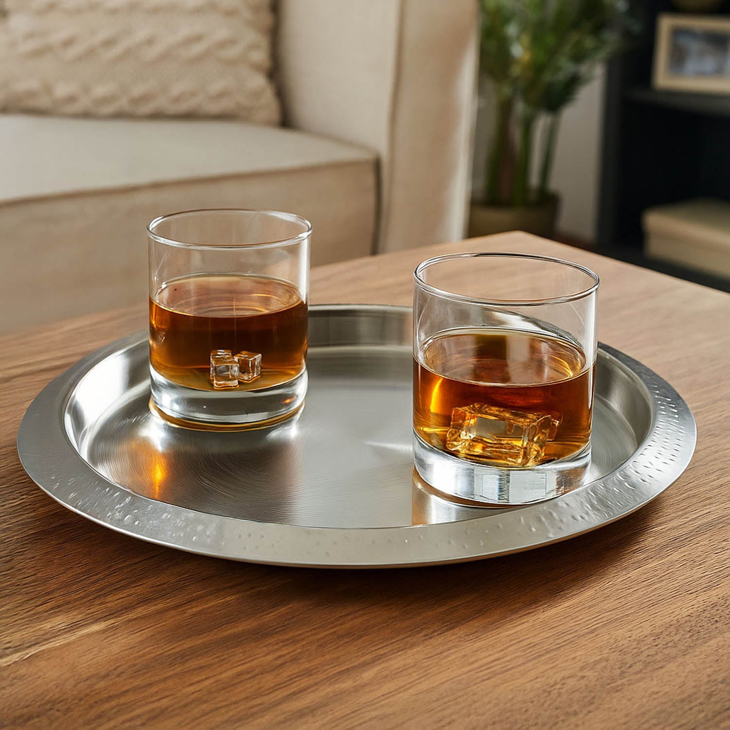 Stainless Steel Round Bar Tray- Silver