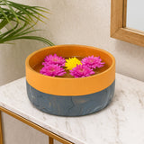 Decorative Dual Marble Tone Round Urli- Brown and Grey