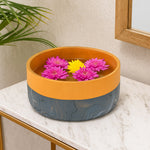 Decorative Dual Marble Tone Round Urli- Brown and Grey