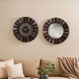 Innova Wall Clock & Mirror Combo- Brown